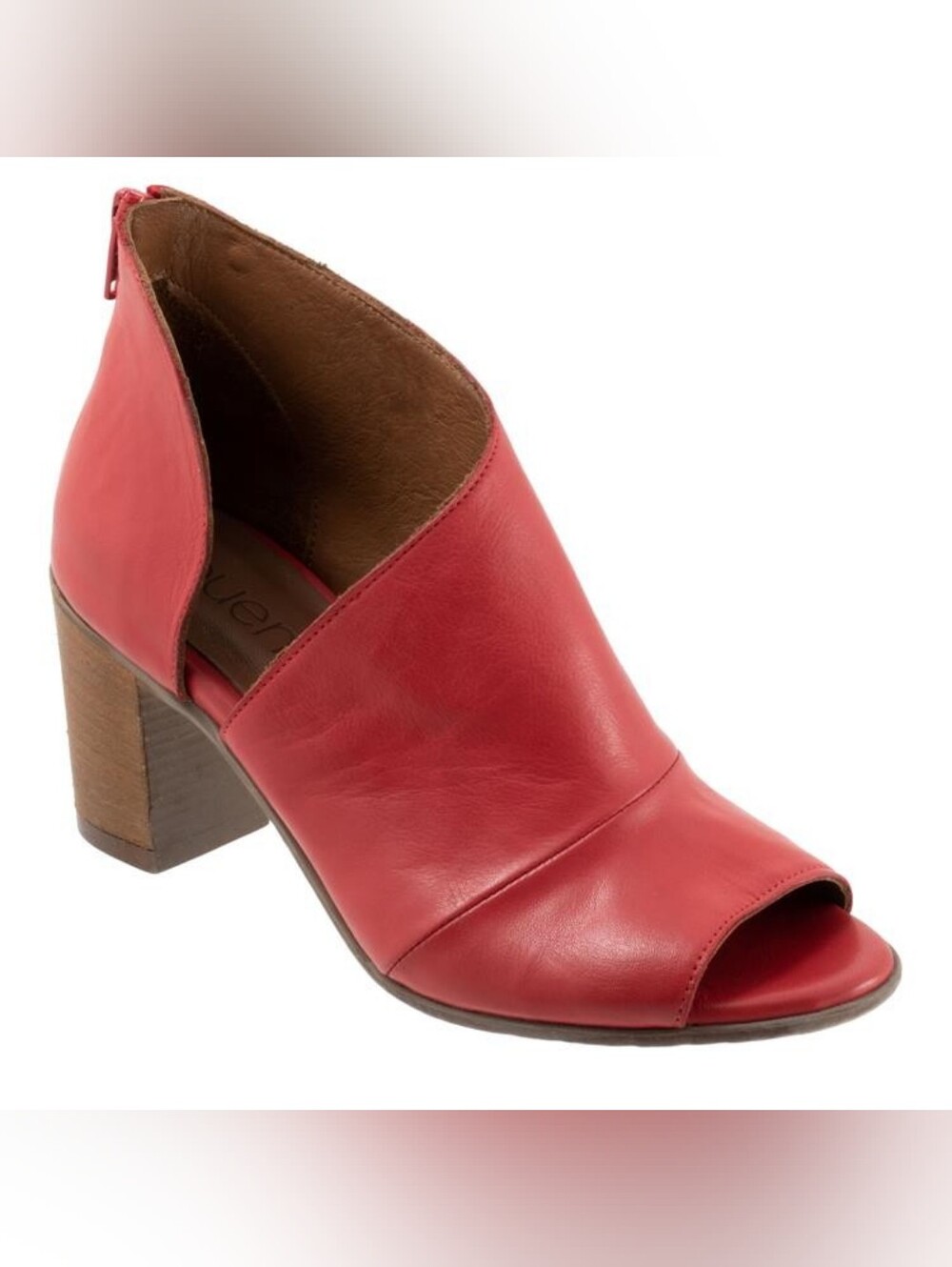 Bueno Red Open-Toe Genuine Leather Booties for Women
